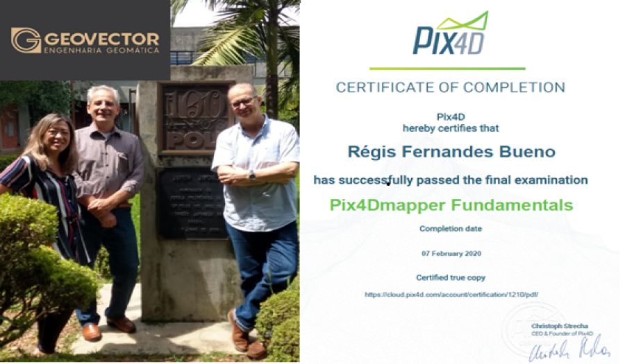 Régis Bueno obtém certificado Pix4D. Régis Bueno obtém certificado Pix4D.